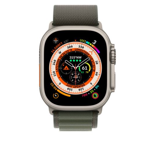 Оригинальный ремешок Apple Alpine Loop Small Green для Apple Watch 49mm | 45mm | 44mm (MQE23)