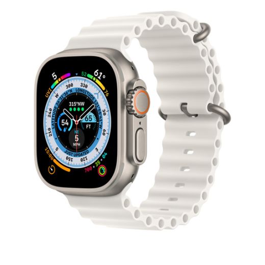 Длинный дополнительный ремешок Apple Ocean Band White Extension  для Apple Watch 49mm | 45mm | 44mm (MQEA3)