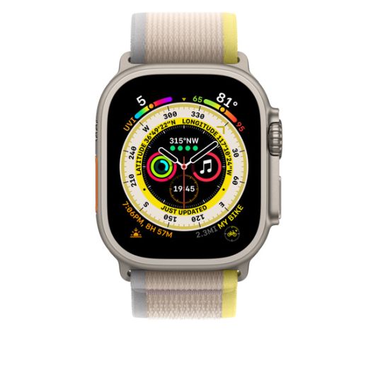 Оригинальный ремешок Apple Trail Loop Band Size S/M Yellow/Beige для Apple Watch 49mm | 45mm | 44mm (MQEG3)