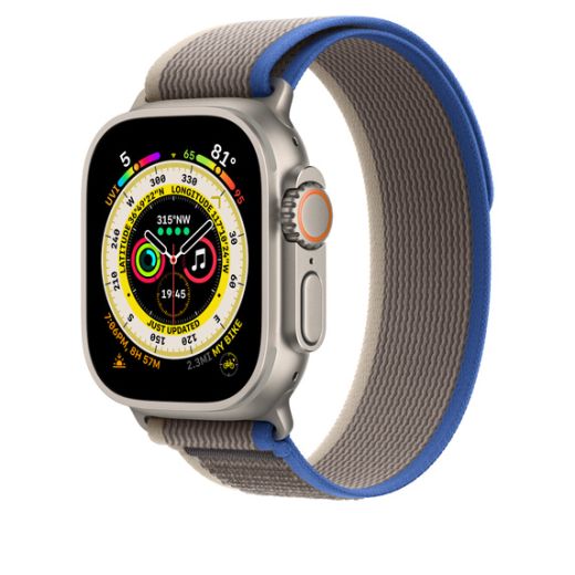 Оригинальный ремешок Apple Trail Loop Band Size S/M Blue/Gray для Apple Watch 49mm | 45mm | 44mm (MQEJ3)