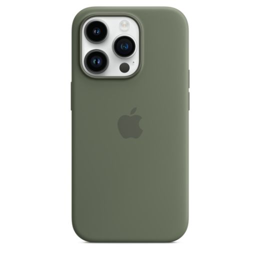 Оригинальный силиконовый чехол Apple Silicone Case with MagSafe Olive для iPhone 14 Pro (MQUH3)