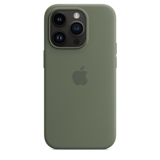 Оригинальный силиконовый чехол Apple Silicone Case with MagSafe Olive для iPhone 14 Pro (MQUH3)