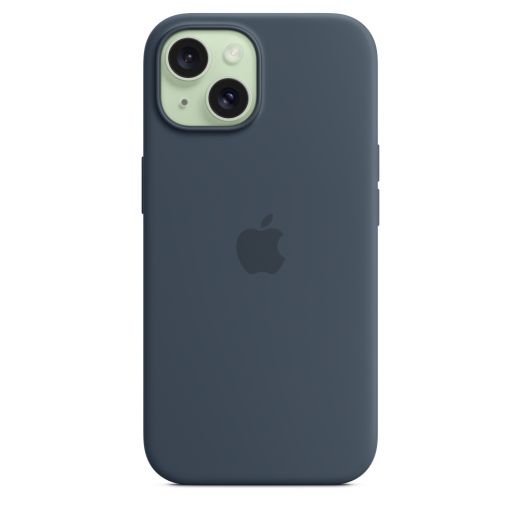 Оригинальный силиконовый чехол Apple Silicone Case with MagSafe Storm Blue для iPhone 15 Plus (MT123)