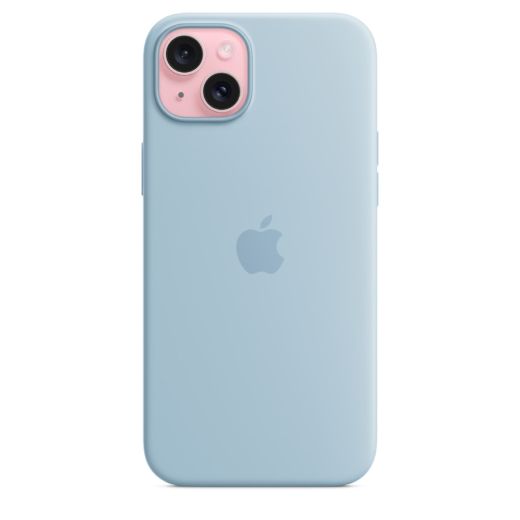 Оригинальный силиконовый чехол Apple Silicone Case with MagSafe Light Blue для iPhone 15 (MWND3)