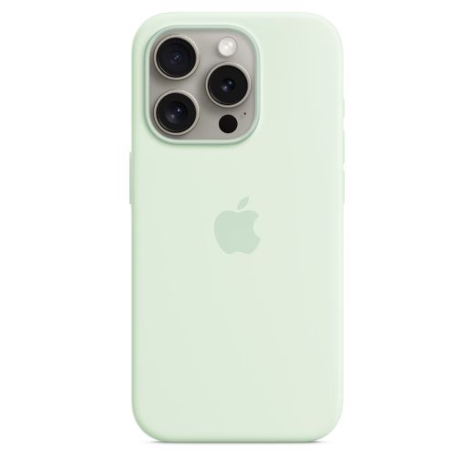 Оригінальний силіконовий чохол Apple Silicone Case with MagSafe Soft Mint для iPhone 15 Pro (MWNL3)