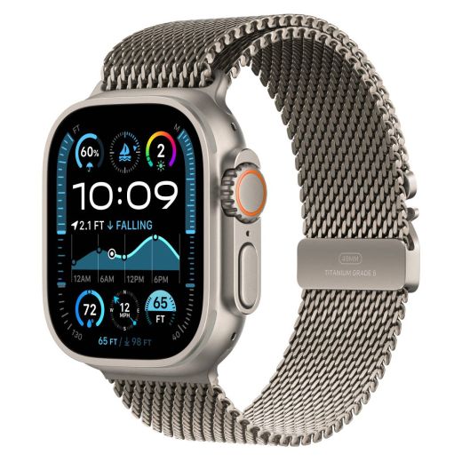 Металевий ремінець CasePro Milanese Loop Natural Titanium для Apple Watch 49мм | 46мм | 45мм | 44мм