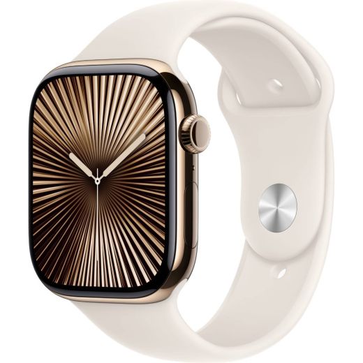 Смарт-годинник Apple Watch Series 10 GPS + Cellular 42мм Gold Titanium Case with Starlight Sport Band (S/M) (MX063)