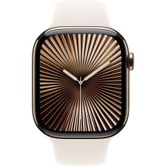 Смарт-часы Apple Watch Series 10 GPS + Cellular 42мм Gold Titanium Case with Starlight Sport Band (S/M) (MX063)