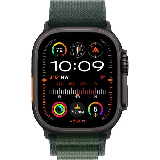 Смарт-часы Apple Watch Ultra 2 49mm (GPS + Cellular) Black Titanium Case with Dark Green Alpine Loop Band - L (MX4T3)