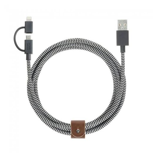 Кабель Native Union Belt Twin Head Lightning/Micro USB - Zebra (2 m)