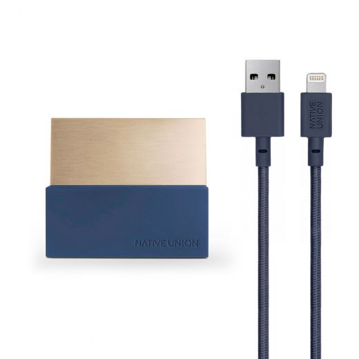 Док-станція Native Union Dock+Lightning Midnight Blue/Gold (DOCK+-IP-CABLE-MAR) для iPhone/iPad/iPod