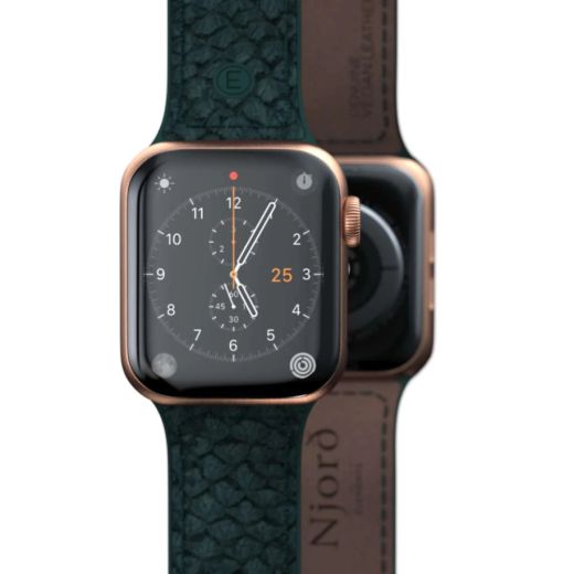 Шкіряний ремінець Njord Salmon Leather Strap Dark Green для Apple Watch 49мм | 45мм | 44мм (SL14122)