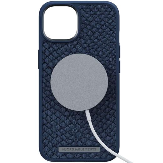 Чохол Njord Salmon Leather Case Blue with Magsafe для iPhone 14 Plus (NA42SL01)