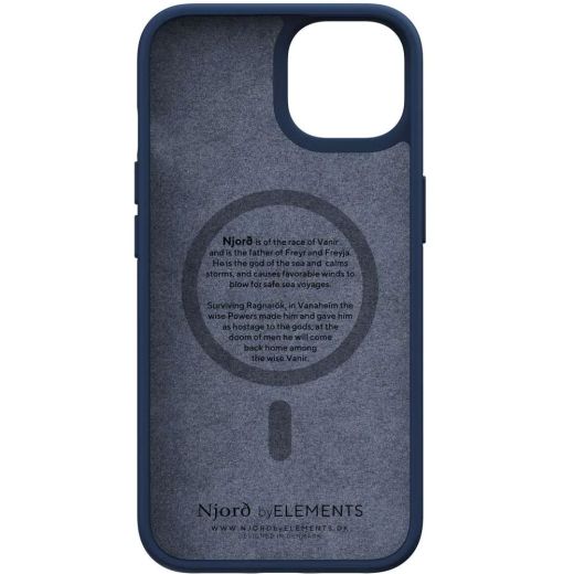 Чохол Njord Salmon Leather Case Blue with Magsafe для iPhone 14 Plus (NA42SL01)