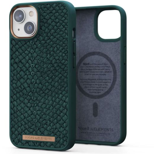 Чехол Njord Salmon Leather Case Dark Green with Magsafe для iPhone 14 (NA41SL02)
