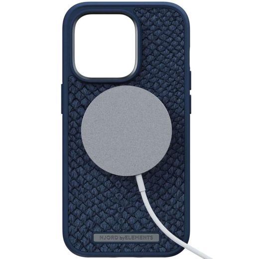 Чехол Njord Salmon Leather Case Blue with Magsafe для iPhone 14 Pro (NA43SL01)