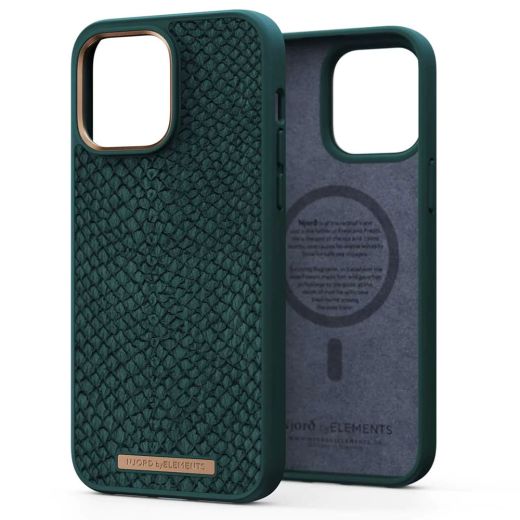 Чехол Njord Salmon Leather Case Dark Green with Magsafe для iPhone 14 Pro Max (NA44SL02)