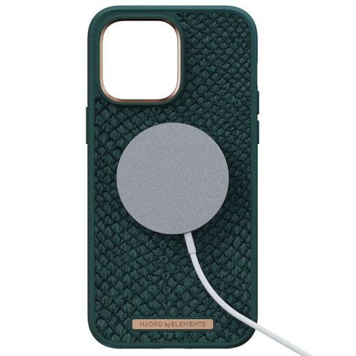 Чохол Njord Salmon Leather Case Dark Green with Magsafe для iPhone 14 Pro Max (NA44SL02)