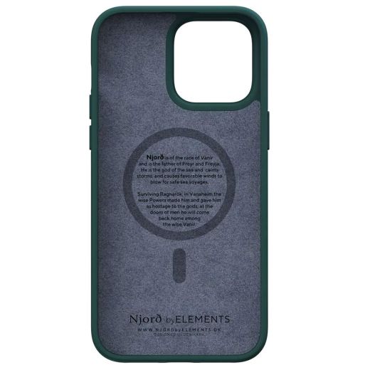Чехол Njord Salmon Leather Case Dark Green with Magsafe для iPhone 14 Pro Max (NA44SL02)