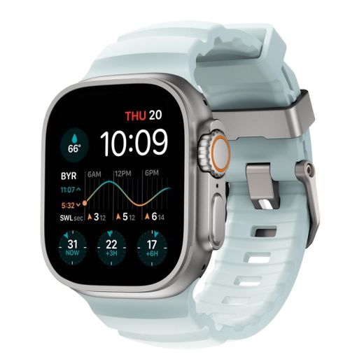 Ремінець Nomad Rocky Point Band Icy Blue Glow / Natural Hardware для Apple Watch 49мм | 46мм | 45мм | 44мм (NM014452858)
