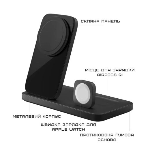 Беспроводная зарядка Nomad Stand One Max MagSafe 3 в 1 Charging Hub (2rd Gen) Carbide (NM014605858)