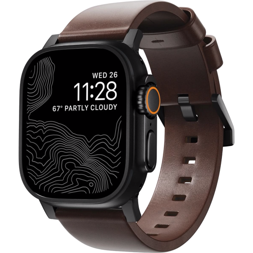 Шкіряний ремінець Nomad Modern Band Rustic Brown Leather / Black Hardware (NM1A4RBM00) для Apple Watch 49мм | 45мм | 44мм