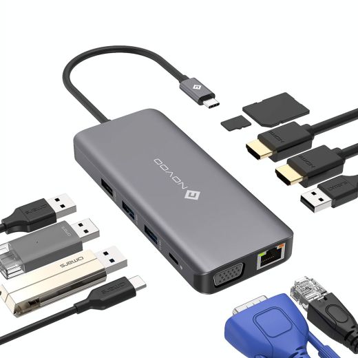 Хаб NOVOO 11 in 1 USB-C (NVHUBGY11PDNS-MB)