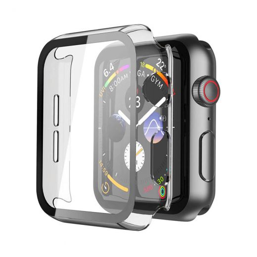 Прозрачный чехол с защитным стеклом CasePro Clear Premium Case PC+Glass для Apple Watch 44mm 