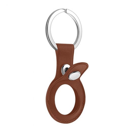 Брелок с кольцом CasePro Leather Key Ring Saddle Brown для AirTag
