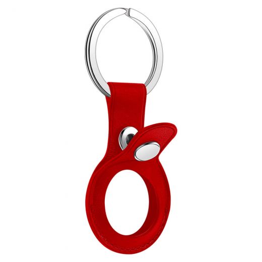 Брелок с кольцом CasePro Leather Key Ring Red для AirTag