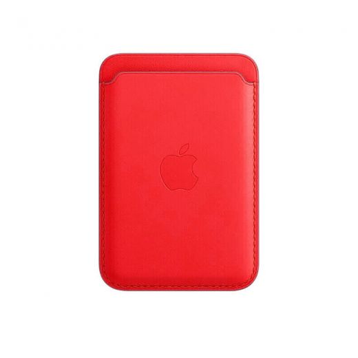 Чехол Apple Leather Wallet with MagSafe Product Red (High copy) для iPhone