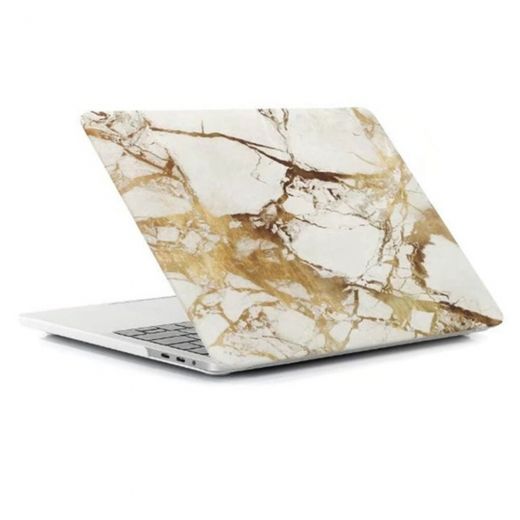 Пластиковый чехол Marble White | Yellow для MacBook Pro 13" (M1| M2 | 2020 | 2022)