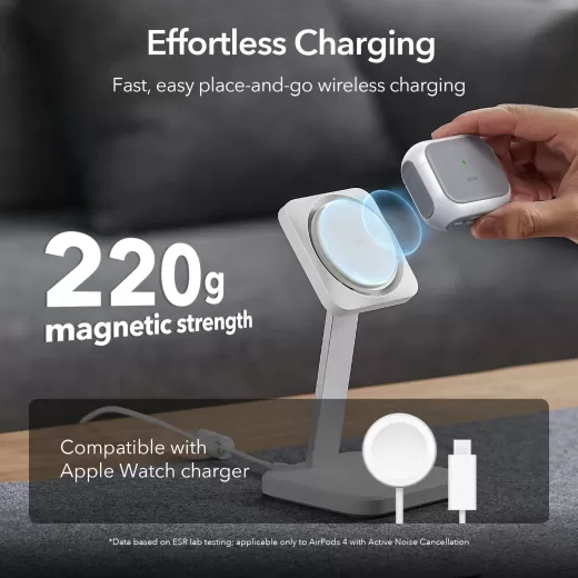 Чохол ESR Orbit Hybrid Snap-and-Charge Bundle Titanium для AirPods 4 (2024)