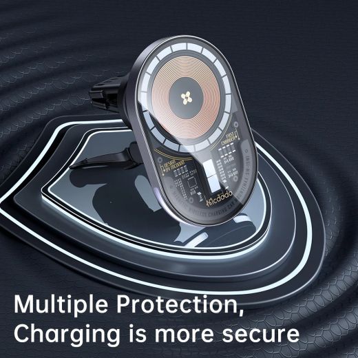 Автомобільний тримач для iPhone Mcdodo Prism Series 15W Magnetic Wireless Charger Car Mount Dark Grey (CH-2340)