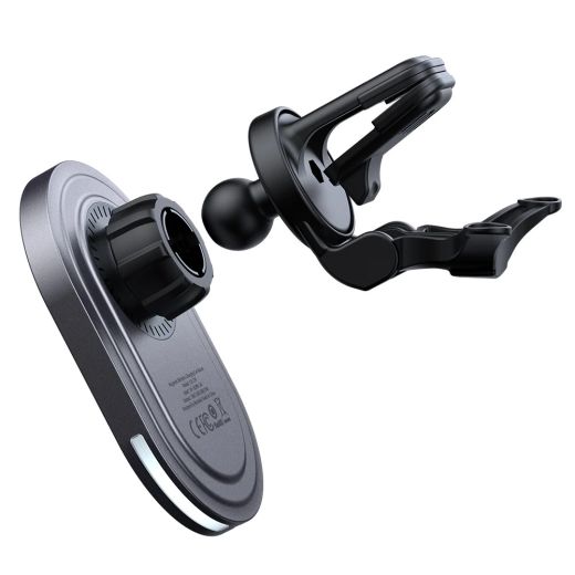 Автомобильный держатель для iPhone Mcdodo Prism Series 15W Magnetic Wireless Charger Car Mount Dark Grey (CH-2340)