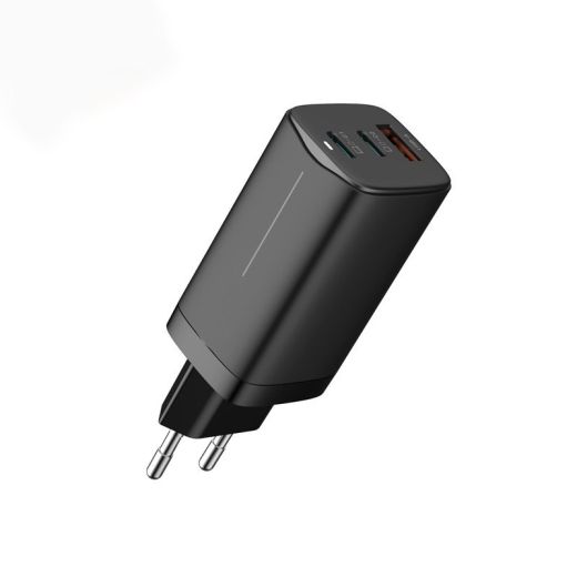 Мережевий зарядний пристрій WIWU GaN Tech Charge Series 2xType-C+USB 65W Black