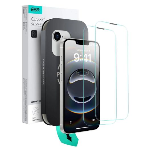Захисне скло з аплікатором ESR UltraFit Classic Screen Protector (2 шт.) для iPhone 16e | 14 | 13 Pro | 13 (1D81500201)