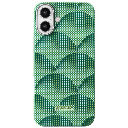 Карбоновый чехол Pitaka Ultra-Slim Case Photosynthesis Forest Green для iPhone 16 Plus