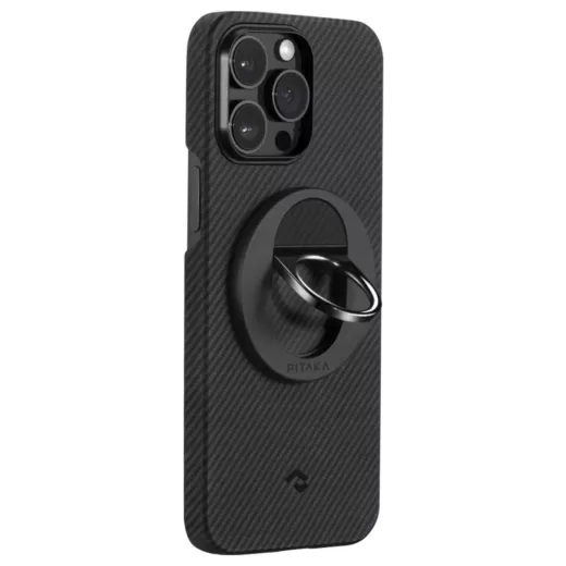 Магнітне кільце-підставка для телефону Pitaka MagEZ Grip 2 Twill 600D Black/Grey (MGB2303)