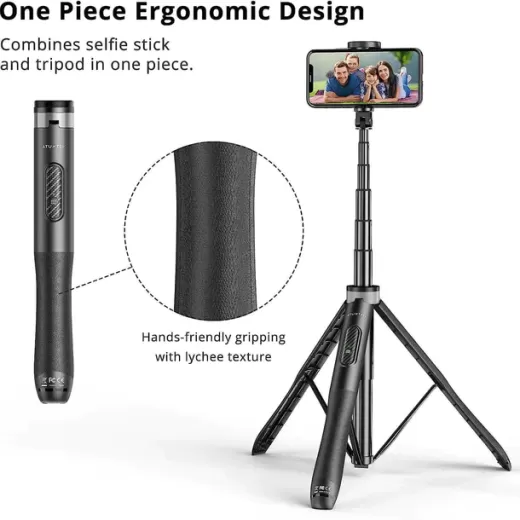 Палка для селфі на штативі Atumtek Premium Pro 130 см Phone Tripod Selfie Stick Black
