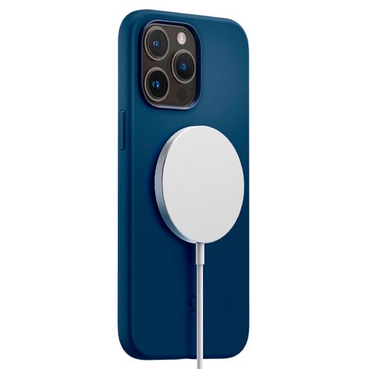 Силіконовий чохол Spigen Silicone Fit (MagFit) Navy Blue для iPhone 14 Pro (ACS04992)