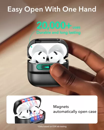 Чехол с ремешком ESR Pulse FlickLock Case (HaloLock) Black для AirPods 4 (2024) (1C0130102)