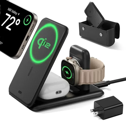 Бездротова зарядка ESR Qi2 3 в 1 Travel Wireless Charging Set (Bag Included)