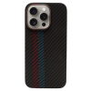 Карбоновый чехол CasePro Premium Carbon Case with MagSafe Black with Red/Blue Line для iPhone 15 Pro