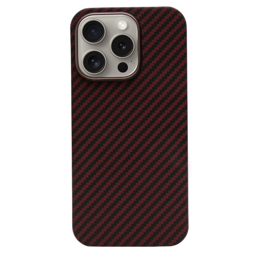 Карбоновый чехол CasePro Premium Carbon Case with MagSafe Red для iPhone 15 Pro Max