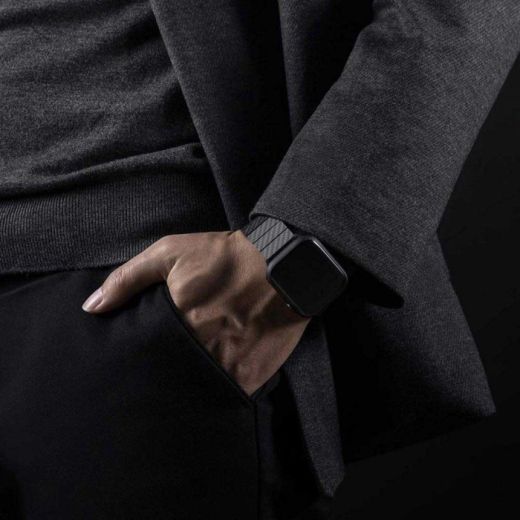 Ремешок Coteetci W76 Carbon Fiber Pattern Black для Apple Watch 42mm | 44mm | 45mm | 49mm (22008-BK)