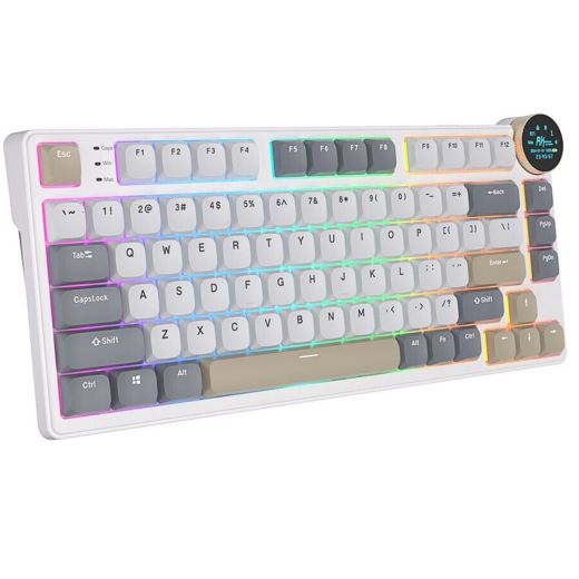 Бездротова клавіатура Royal Kludge N80 Wireless Keyboard UA\RU\ENG Cherry Profile (Brown Switch) Pearly Down (RK-N80UARUENG-CHP-BS-PD)