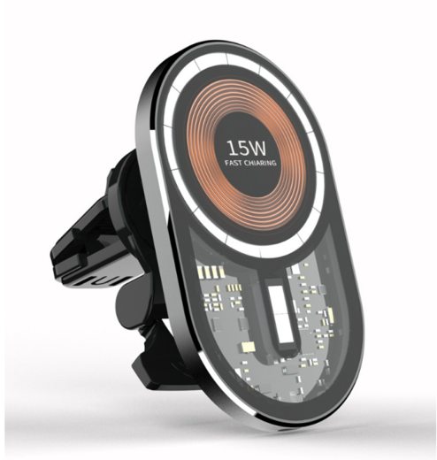 Автомобільний зарядний пристрій CasePro Magnetic Wireless Car Charger Rounded Transparent Black