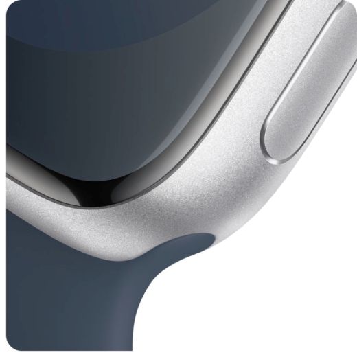 Смарт-годинник Apple Watch Series 9 GPS + Cellular, 45mm Silver Aluminium Case with Storm Blue Sport Band