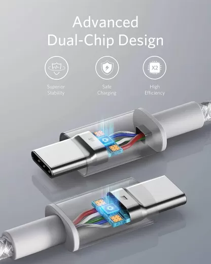 Кабель Anker Nylon USB-C to USB-C 100W Cable (3м) Silver